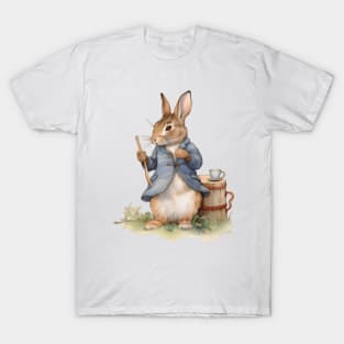 Peter Rabbit having tea T-Shirt